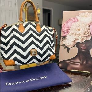 Dooney & Bourke Black and White Chevron Satchel